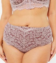 New Look Curves Mid Pink Lace High Waist Briefs